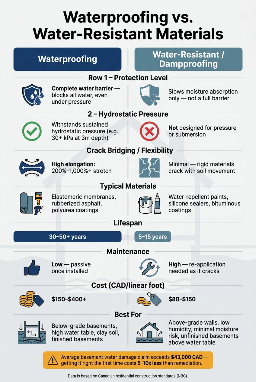 Waterproofing vs. Water-Resistant Materials: Full Cost & Performance Comparison