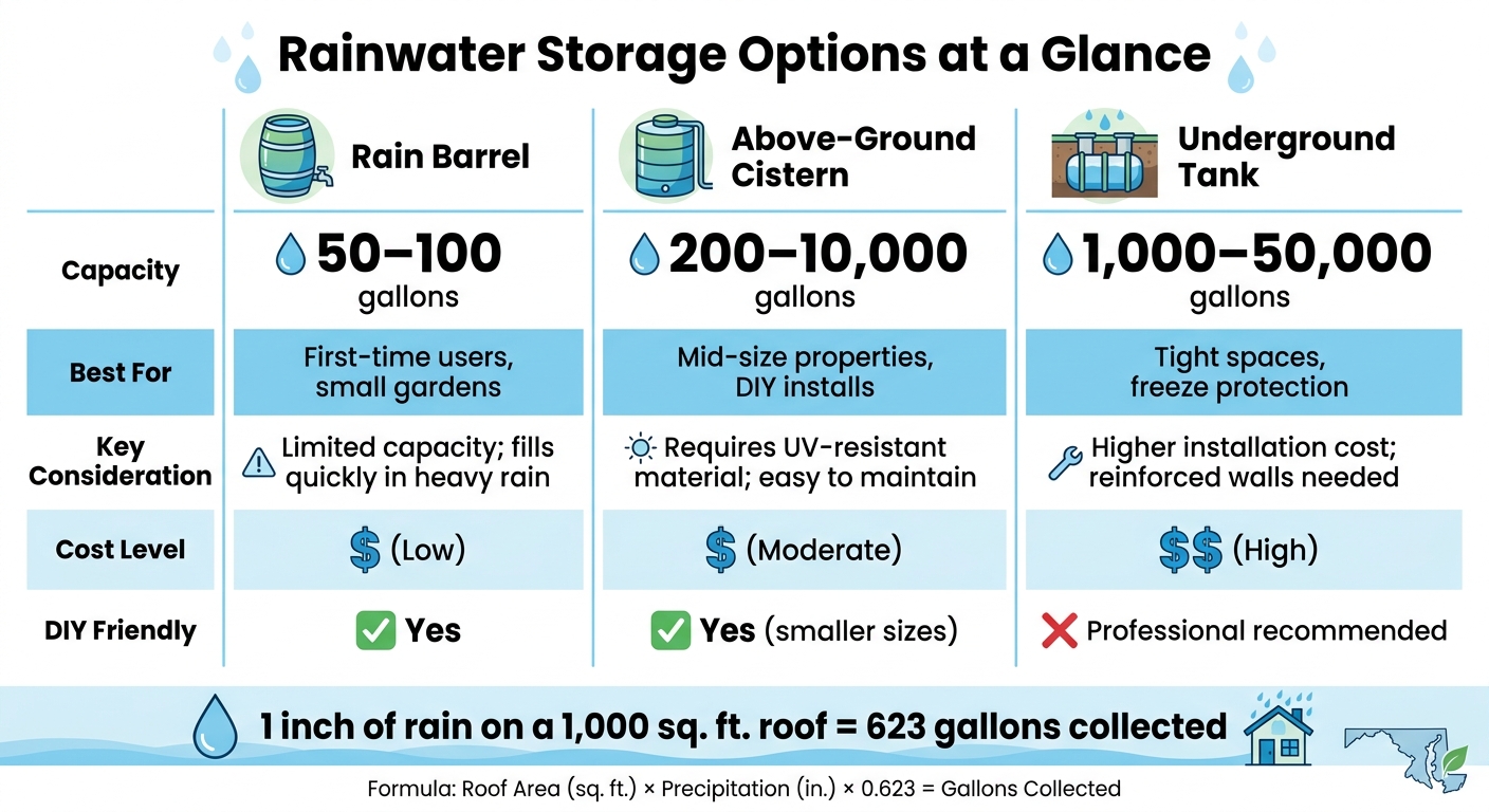 Rainwater Storage Options: Rain Barrel vs. Cistern vs. Underground Tank