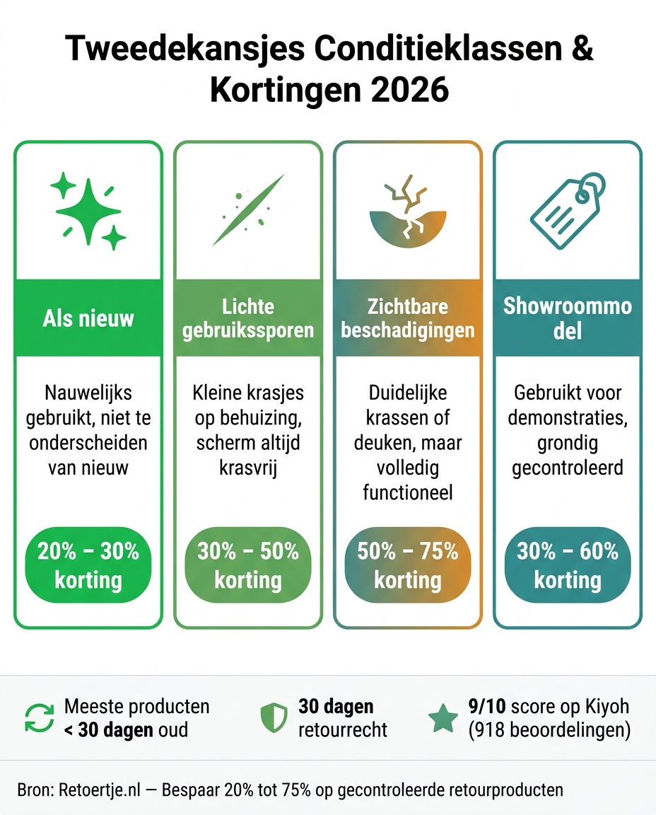 Tweedekansjes Conditieklassen & Kortingen 2026