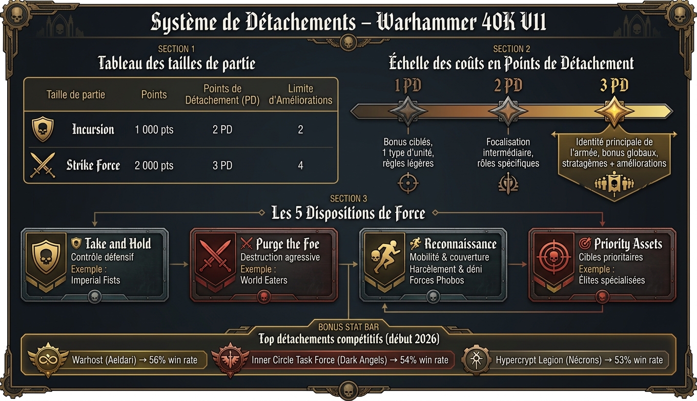 Warhammer 40K V11 : Système de Détachements en un coup d'œil