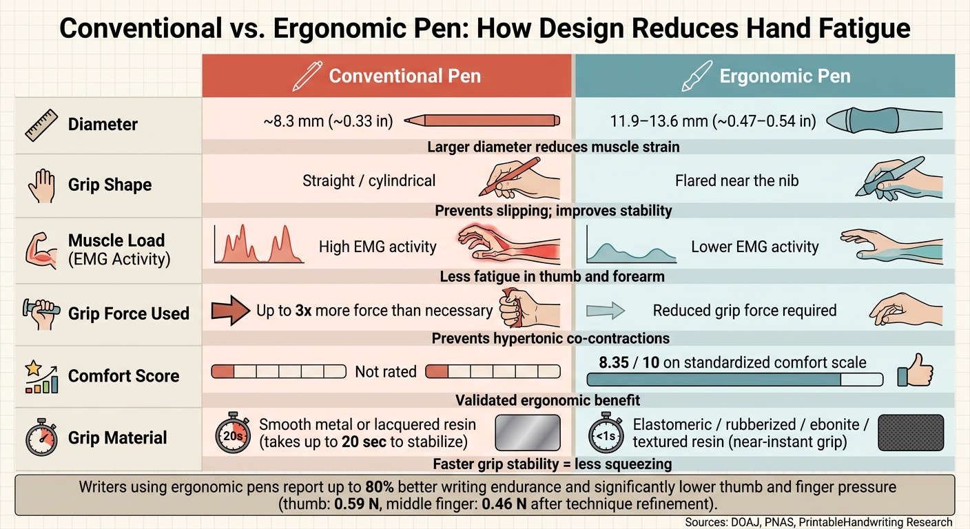 Conventional vs. Ergonomic Pen: Grip Comfort & Muscle Strain Compared