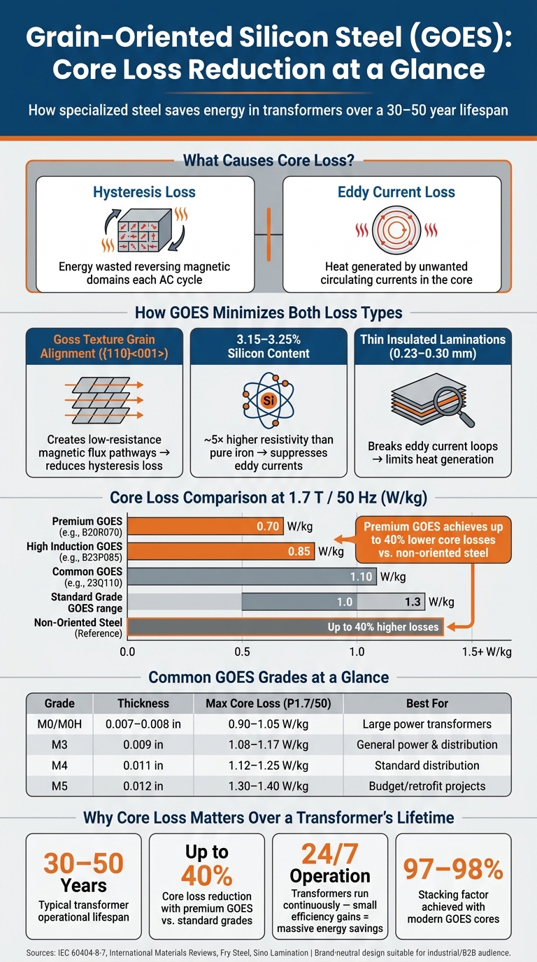 Grain-Oriented Silicon Steel vs. Standard Steel: Core Loss & Key Properties