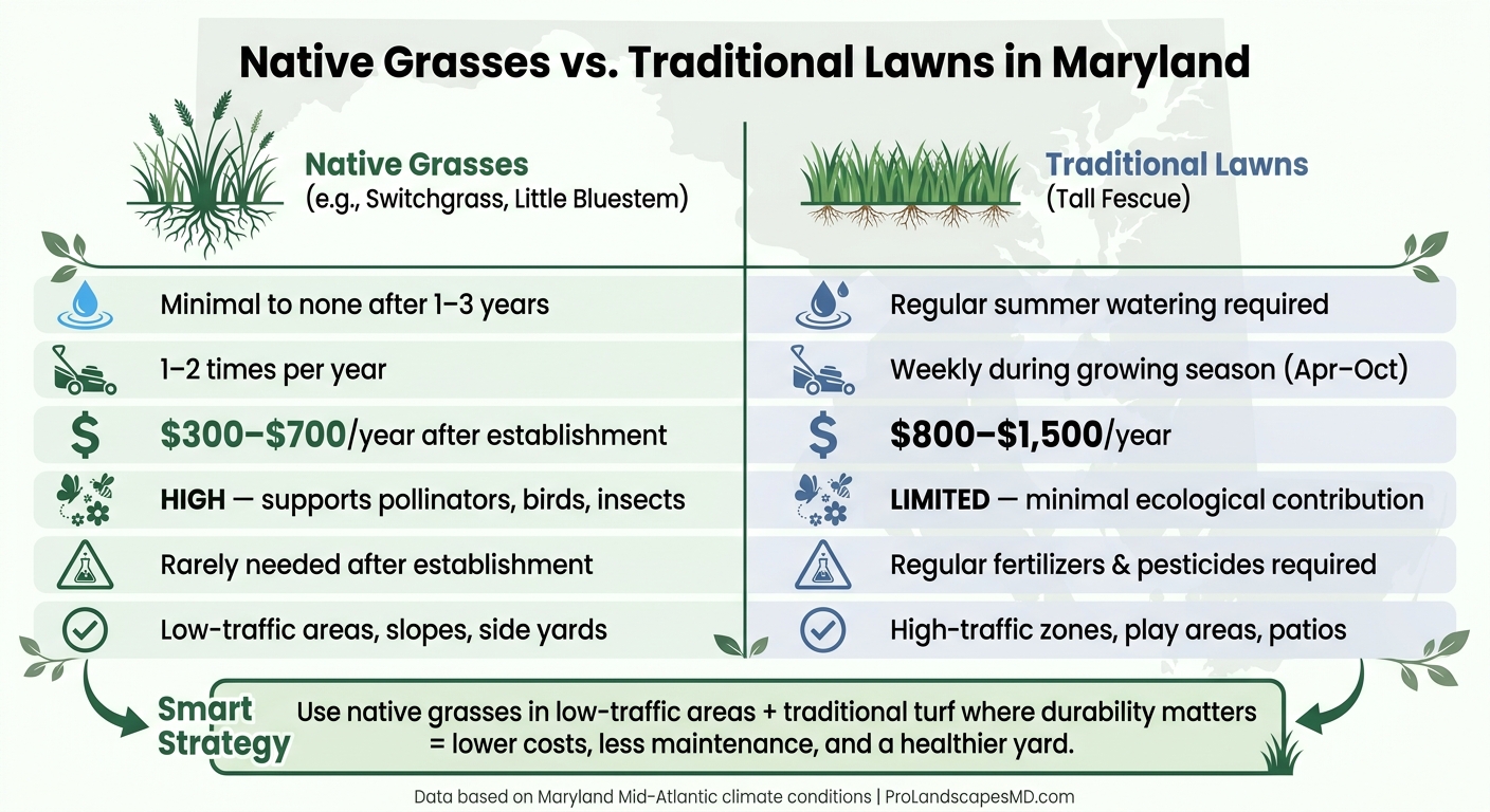 Native Grasses vs. Traditional Lawns in Maryland: Full Comparison