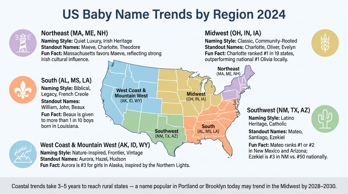 US Baby Name Trends by Region 2024