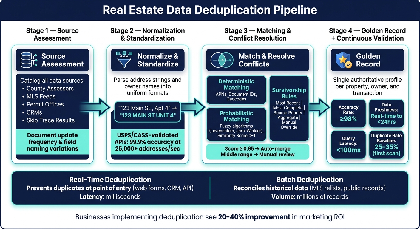 Real Estate Data Deduplication Pipeline: From Raw Data to Golden Record