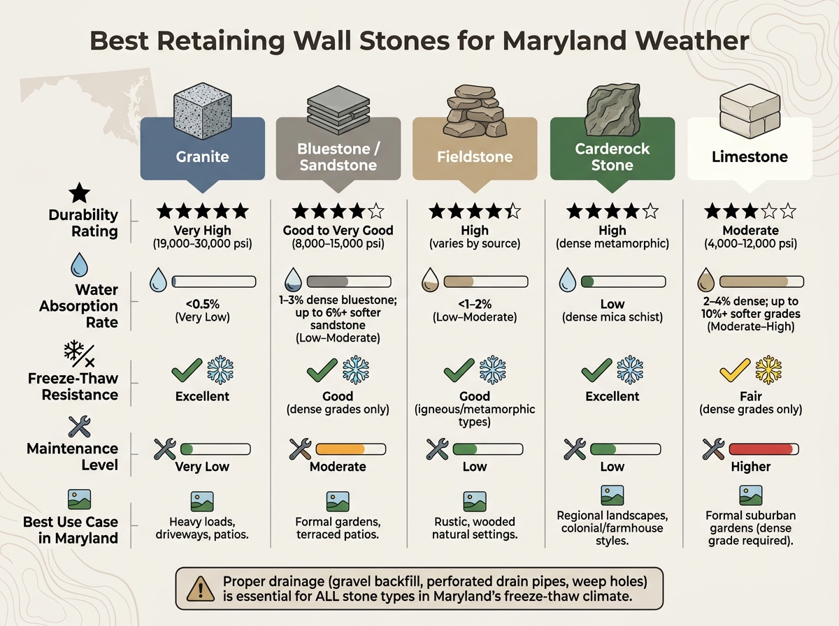 Best Retaining Wall Stones for Maryland Weather: Side-by-Side Comparison