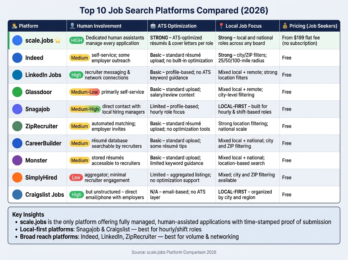 Top 10 Job Search Platforms Compared: Features, ATS & Pricing (2026)