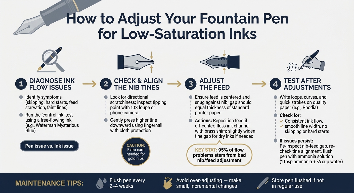 How to Adjust a Fountain Pen for Low-Saturation Inks: 4-Step Guide