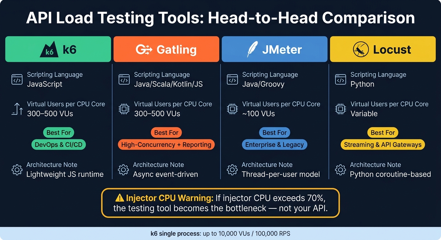 API Load Testing Tools Compared: k6 vs Gatling vs JMeter vs Locust