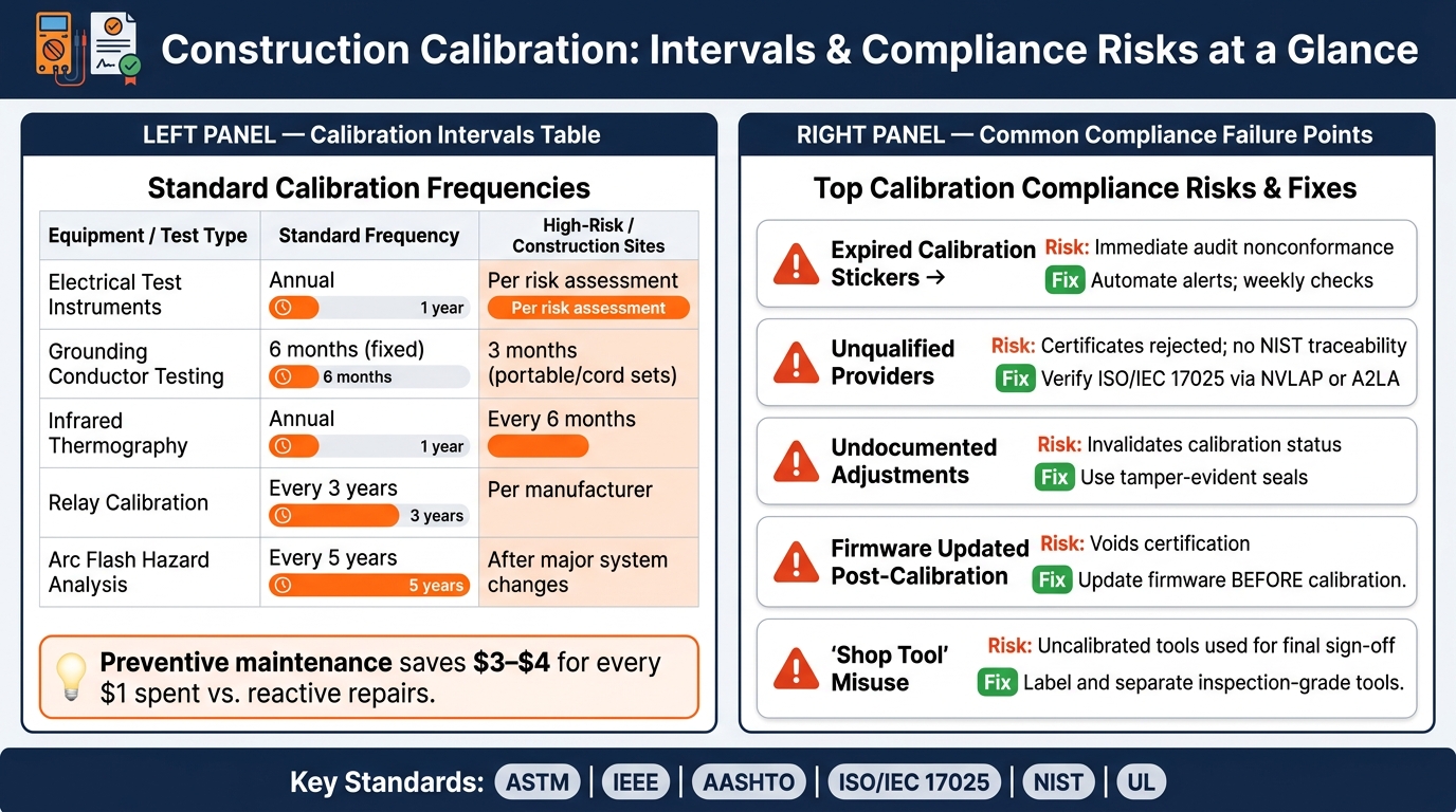 Construction Calibration Intervals & Compliance Risks Quick Reference