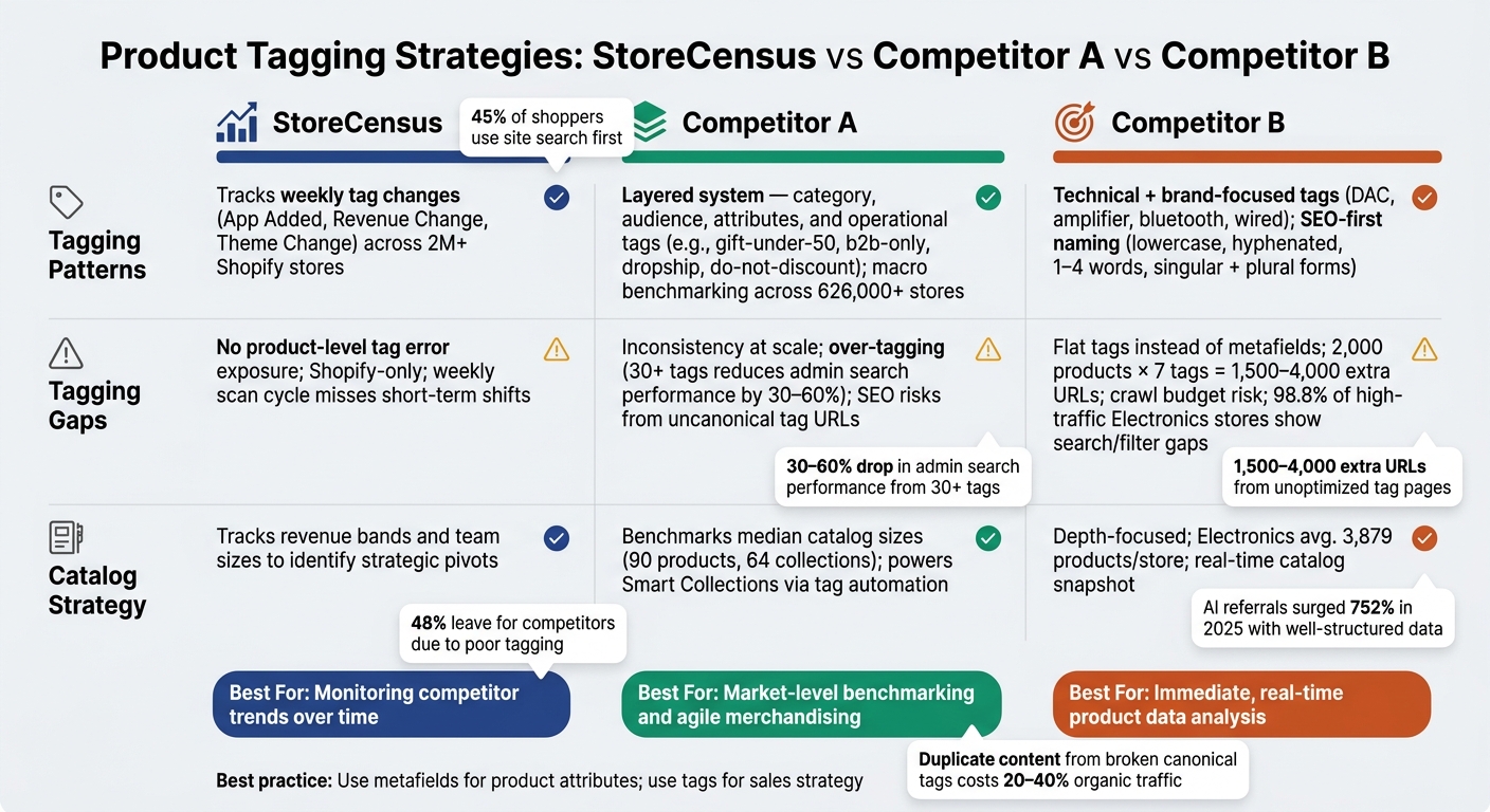 StoreCensus vs Competitor A vs Competitor B: Product Tagging Strategy Comparison
