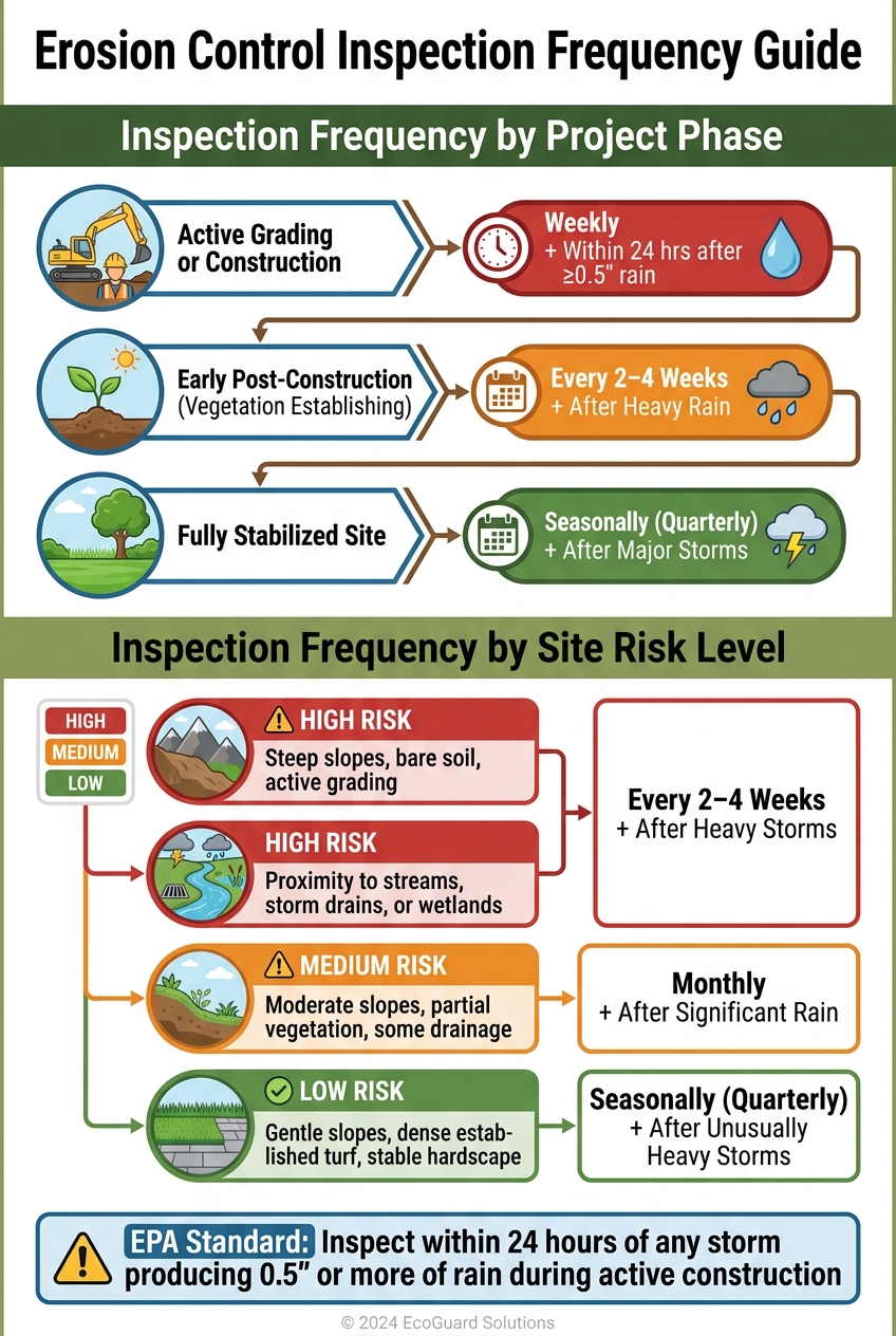 Erosion Control Inspection Frequency by Site Type & Phase