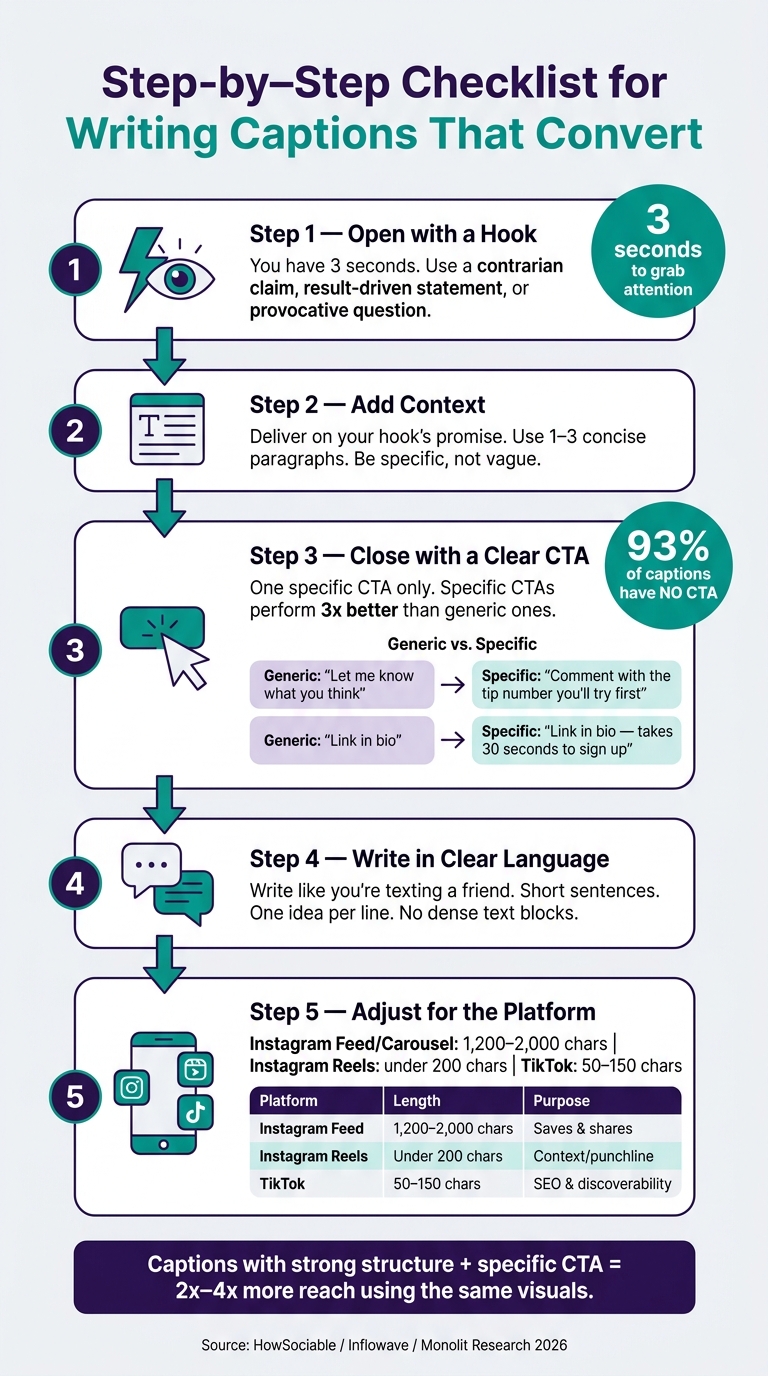 Caption Writing Checklist: Hook to Conversion
