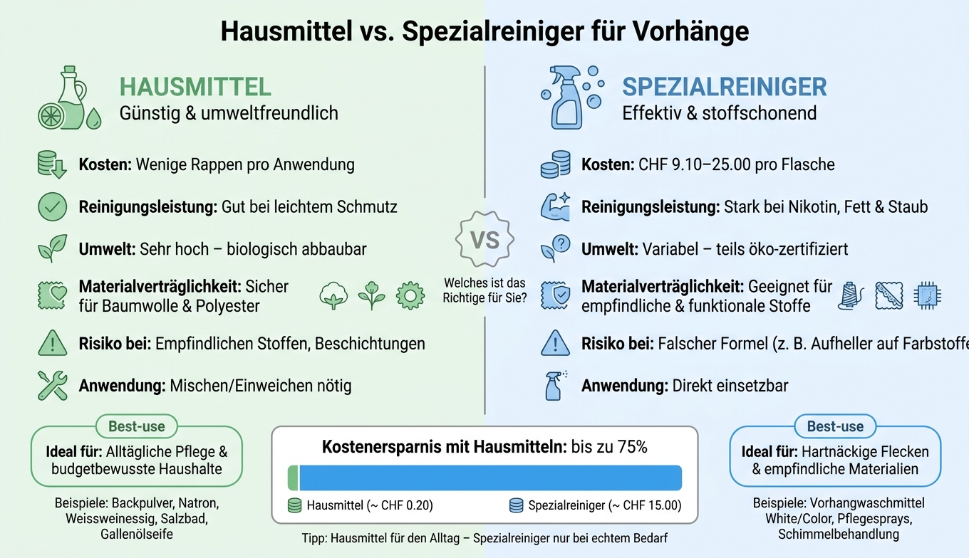 Hausmittel vs. Spezialreiniger für Vorhänge: Der grosse Vergleich