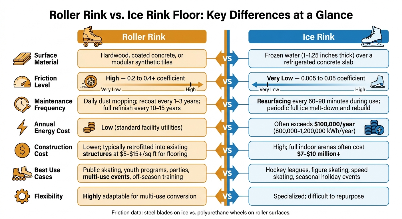 Roller Rink vs. Ice Rink Floor: Key Differences at a Glance