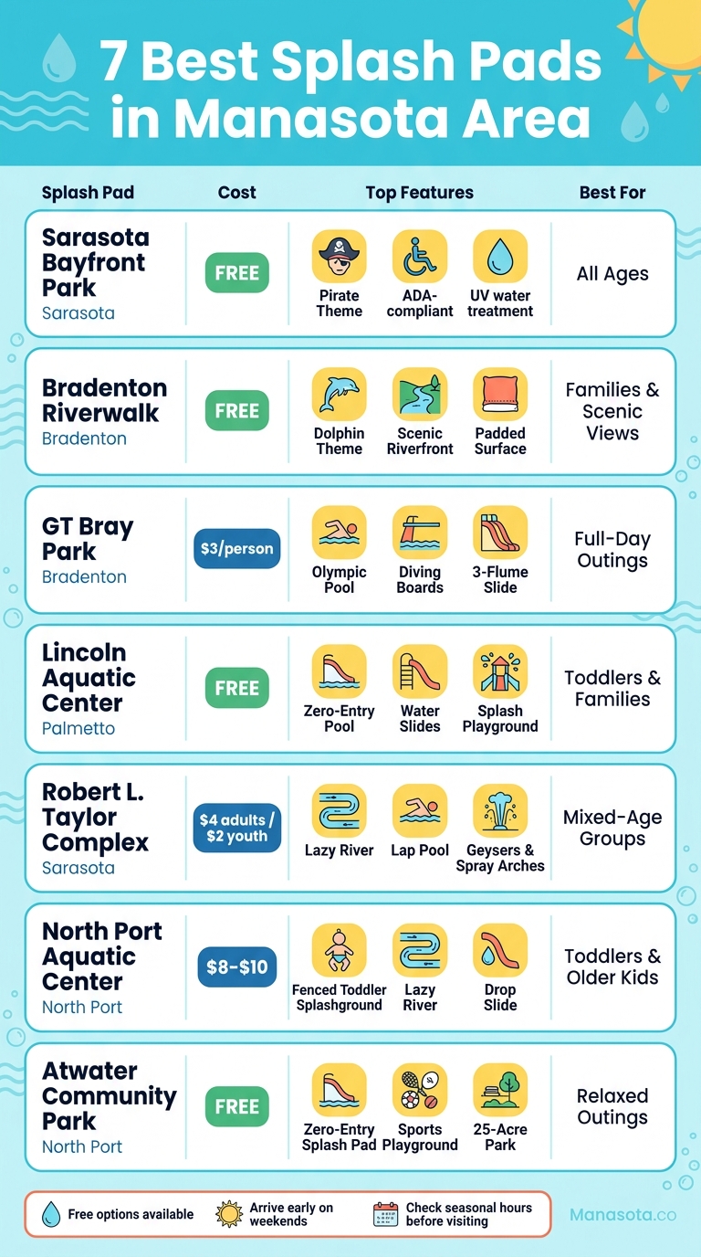 7 Best Splash Pads in Manasota Area: Quick Comparison Guide