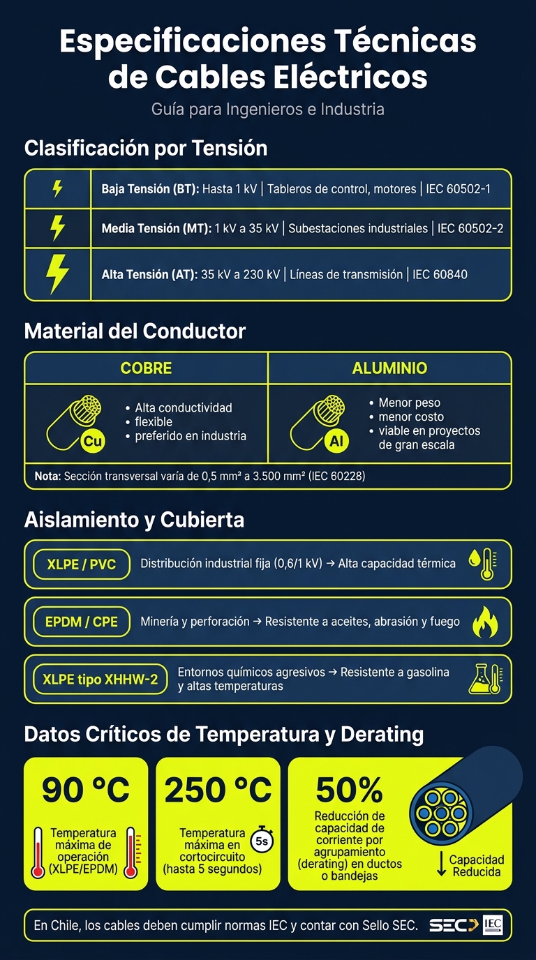 Guía Visual: Especificaciones Técnicas de Cables Eléctricos Industriales