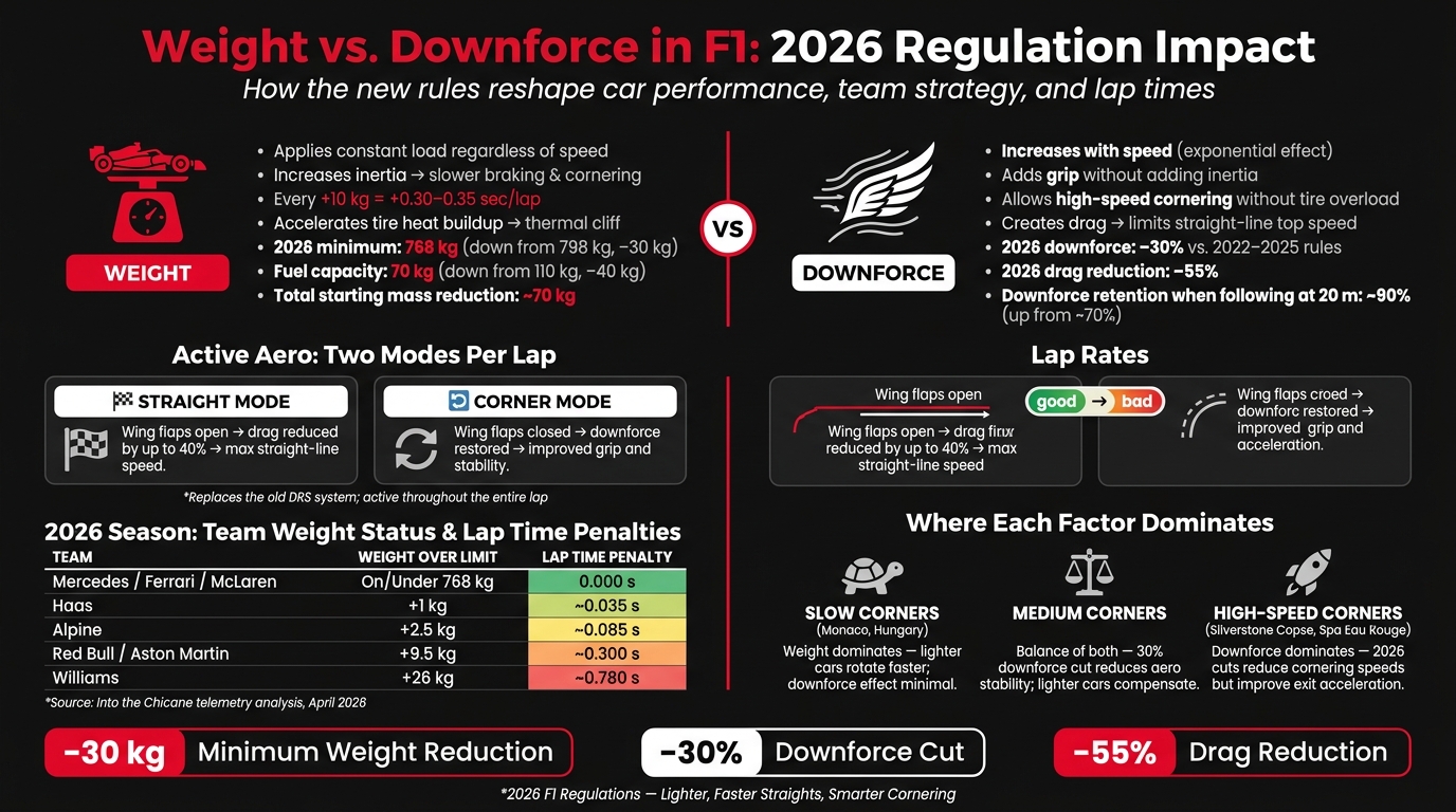 F1 Weight vs Downforce: 2026 Regulation Changes & Team Penalties