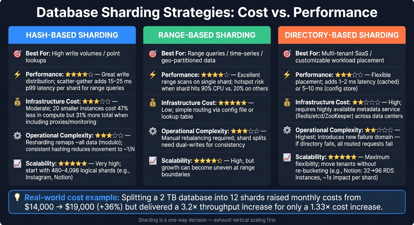 Database Sharding Strategies: Cost vs. Performance Comparison
