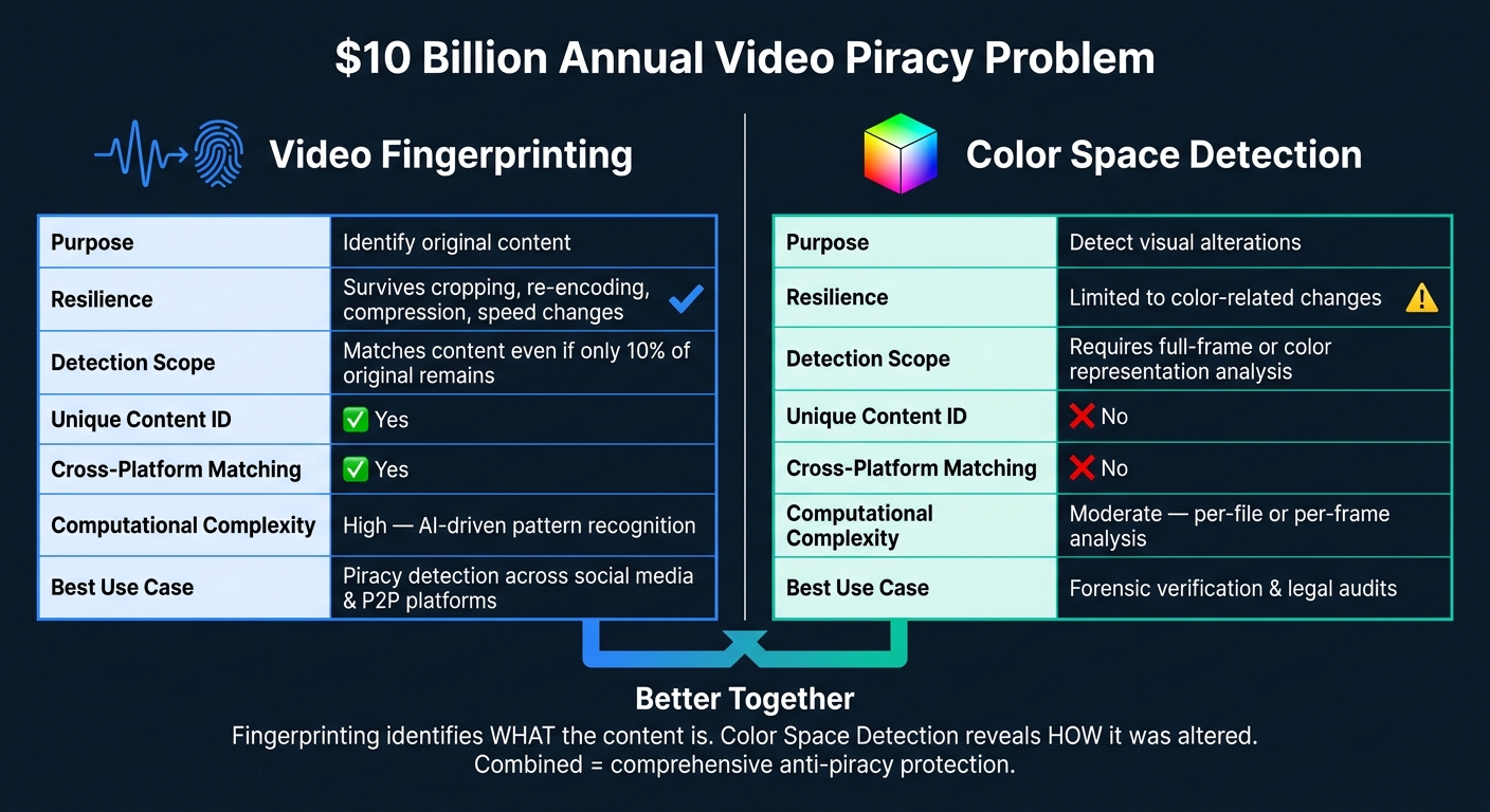 Video Fingerprinting vs. Color Space Detection: Side-by-Side Comparison