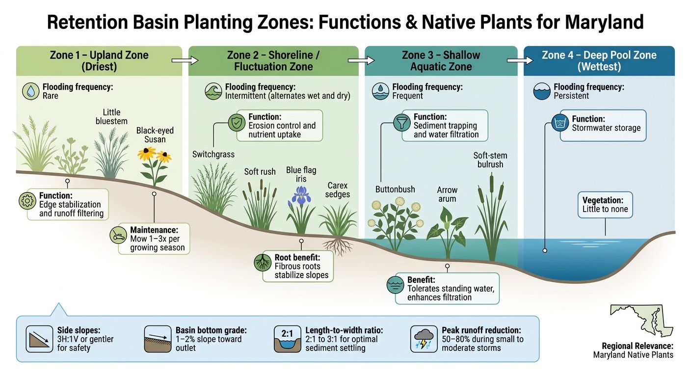 Retention Basin Planting Zones: Functions & Native Plants for Maryland