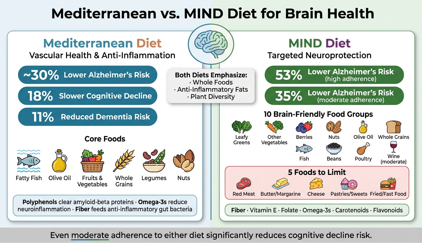 Mediterranean vs. MIND Diet: Brain Health Benefits Compared