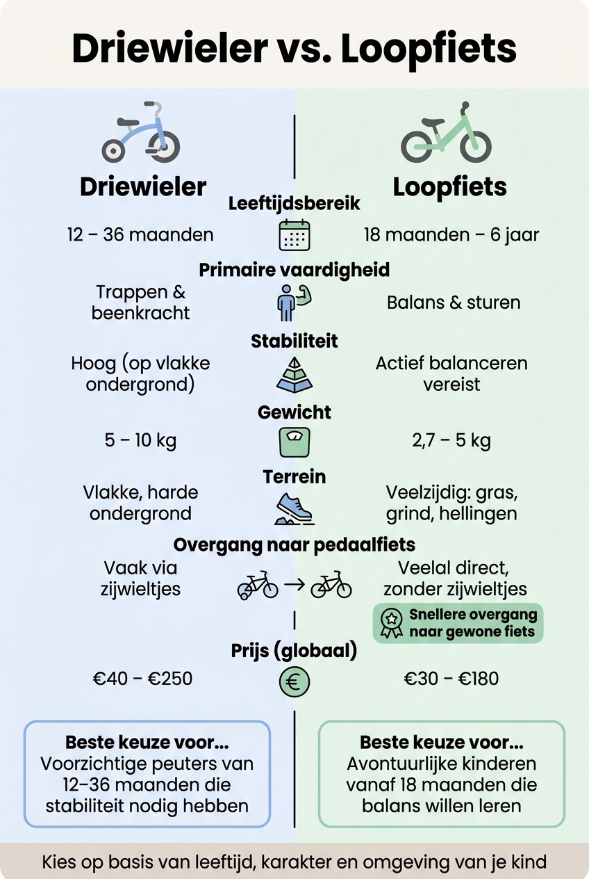 Driewieler vs. Loopfiets: Welke eerste fiets past bij jouw kind?