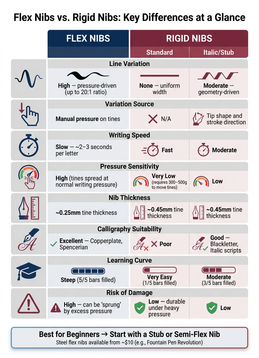 Flex Nibs vs. Rigid Nibs: Key Differences at a Glance