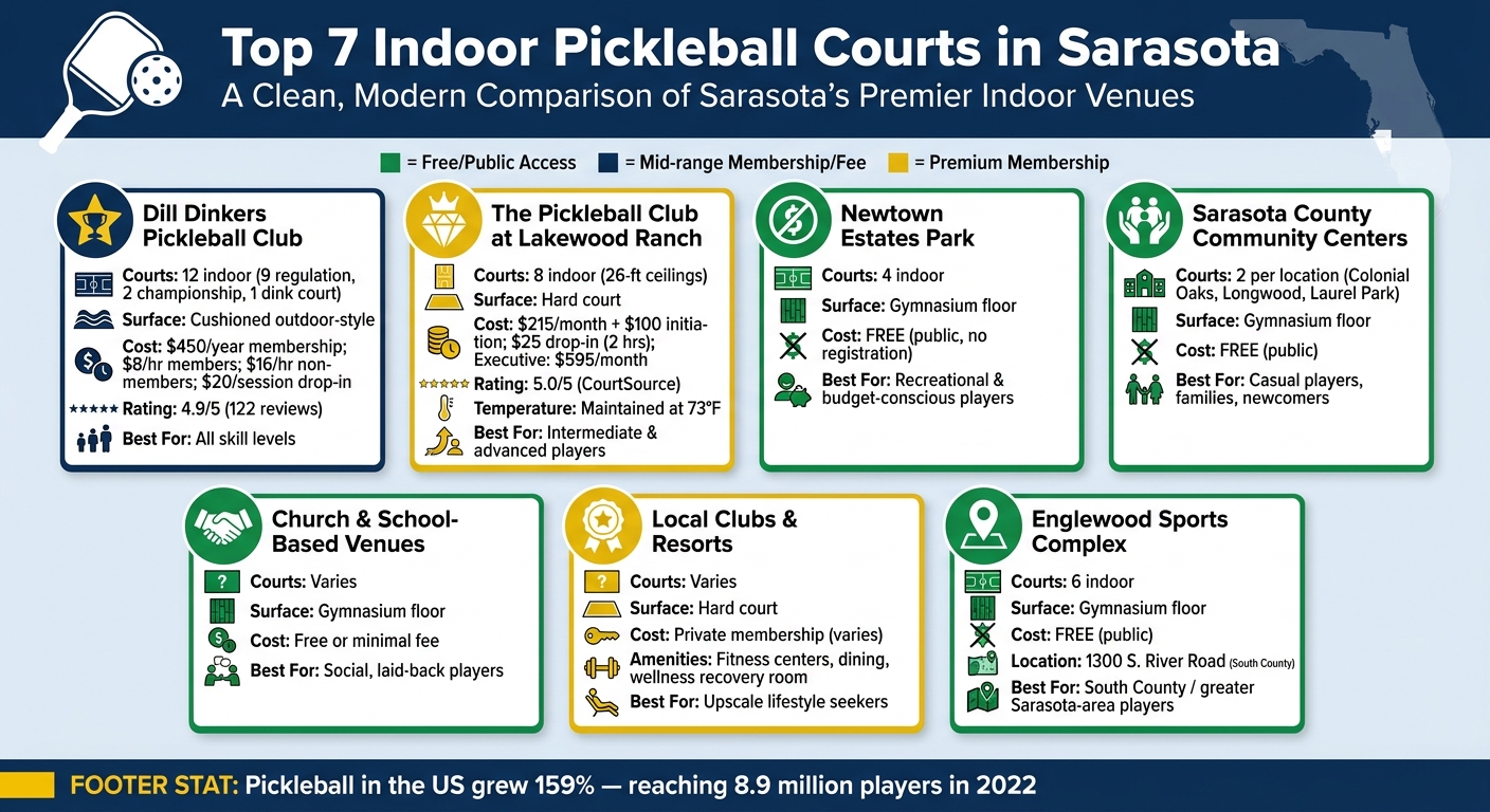 Top 7 Indoor Pickleball Courts in Sarasota: Side-by-Side Comparison
