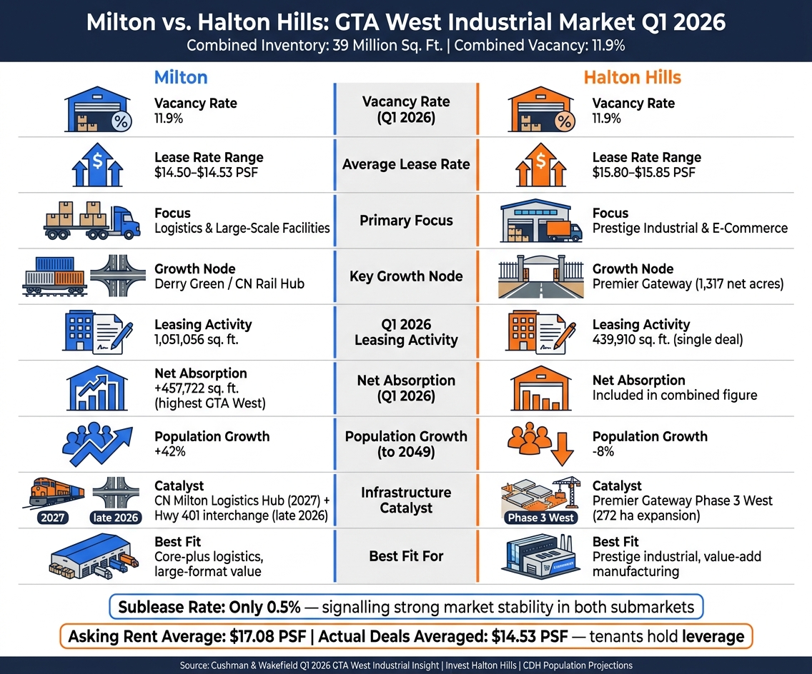 Milton vs. Halton Hills Industrial Market Comparison 2026