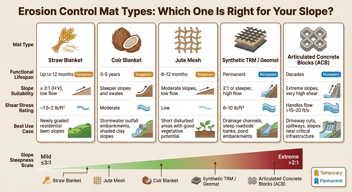 Erosion Control Mat Types: Which One Is Right for Your Slope?
