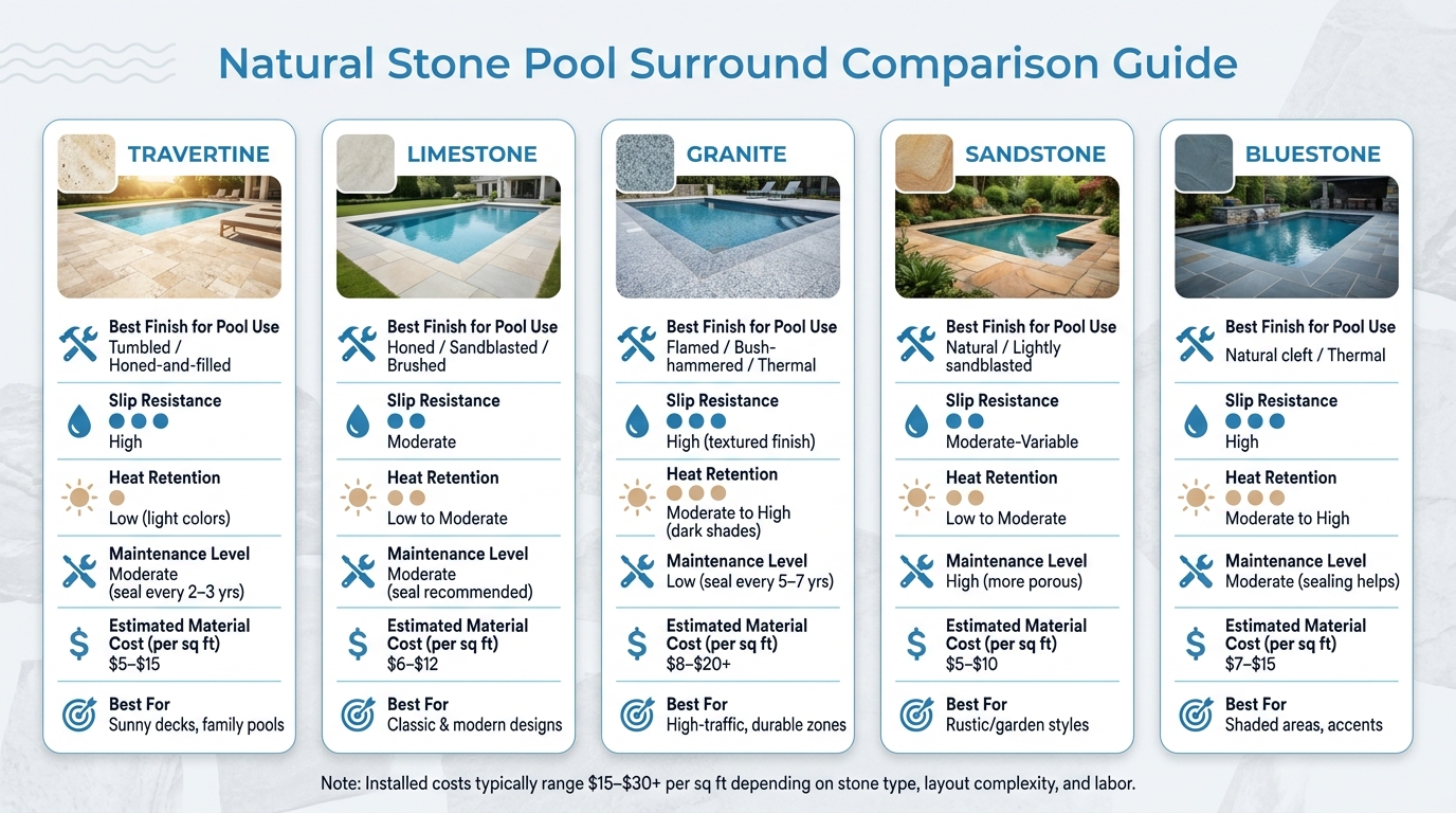 Natural Stone Pool Surround Comparison Guide
