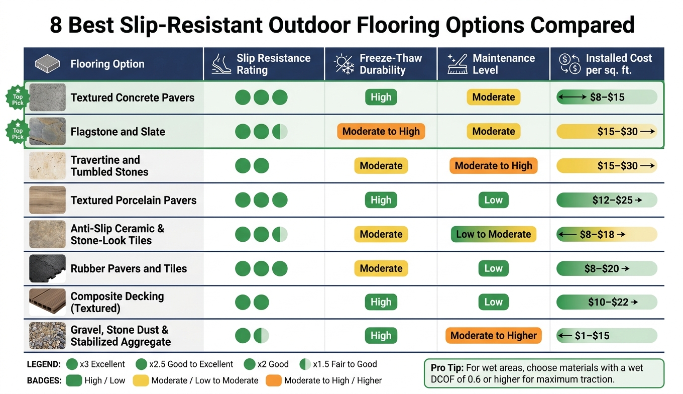 8 Best Slip-Resistant Outdoor Flooring Options Compared