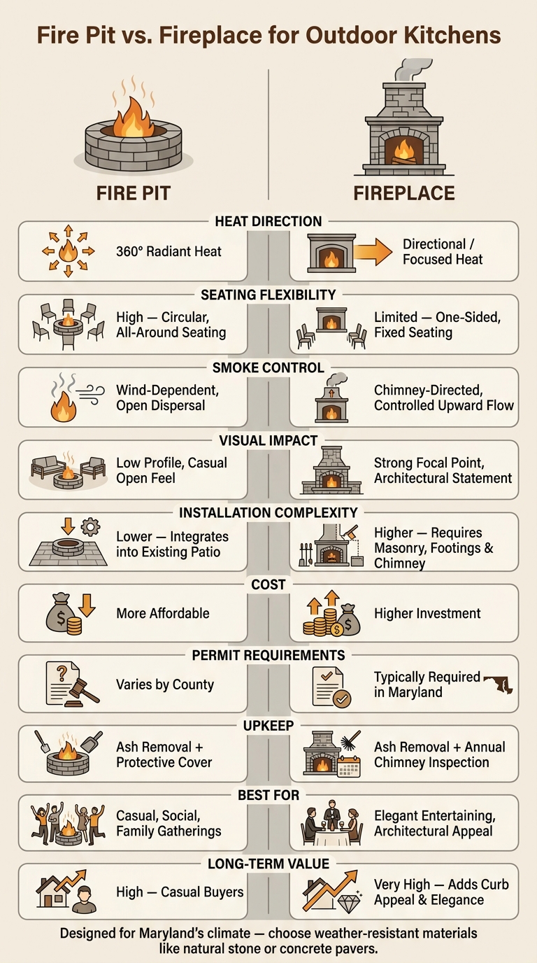 Fire Pit vs. Fireplace for Outdoor Kitchens: Full Comparison