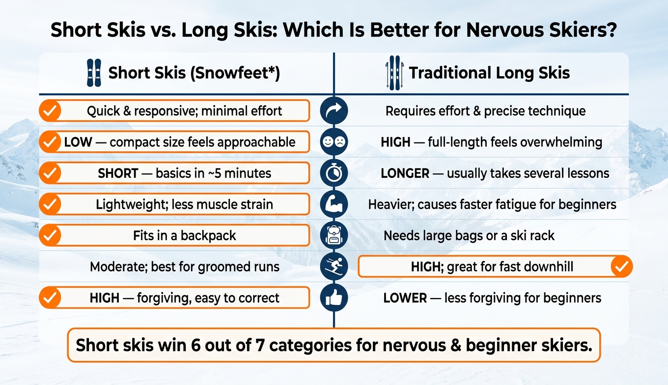 Short Skis vs. Long Skis: Which Is Better for Nervous Skiers?
