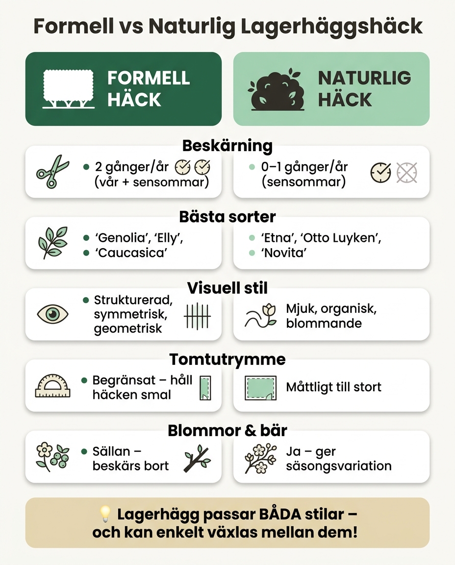 Formell vs Naturlig Lagerhäggshäck: Komplett Jämförelse