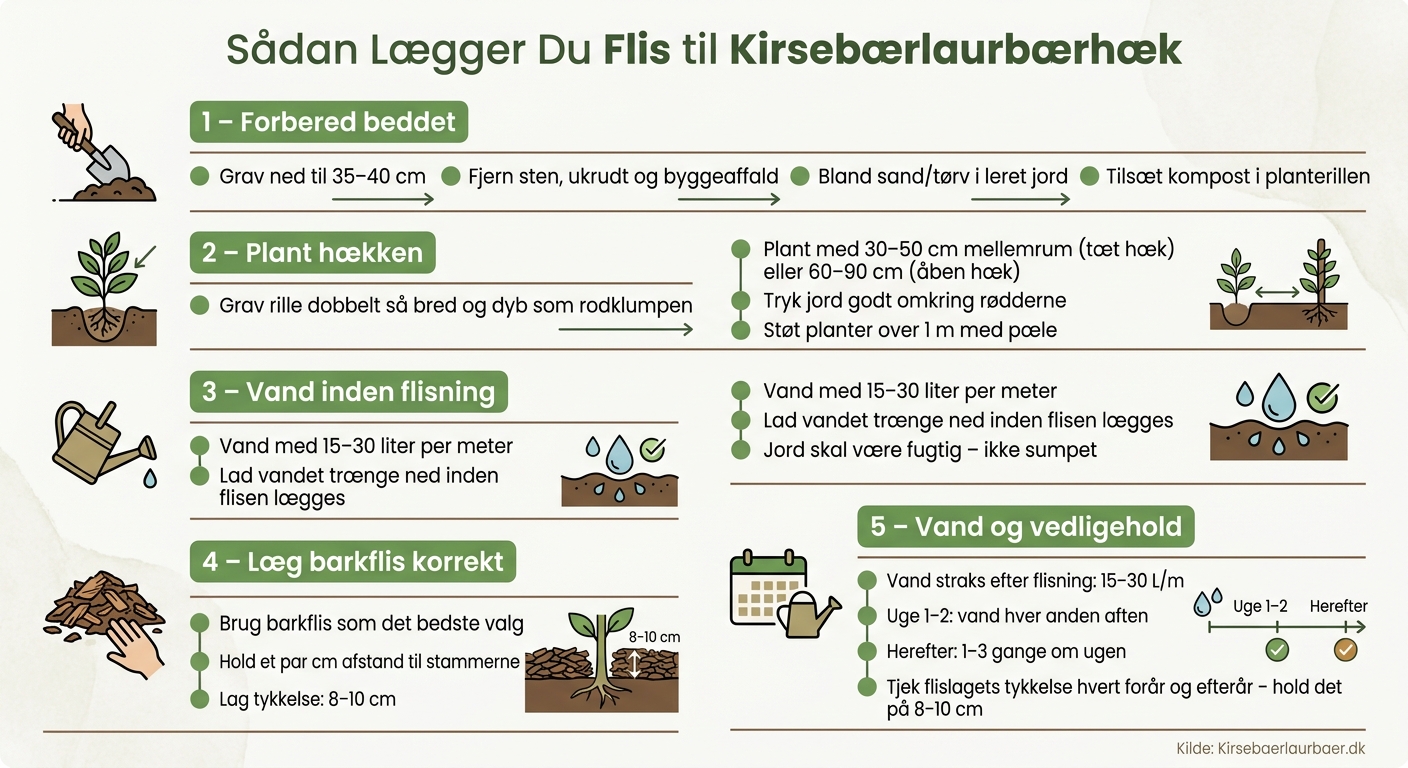 Sådan Lægger Du Flis til Kirsebærlaurbærhæk – Trin for Trin