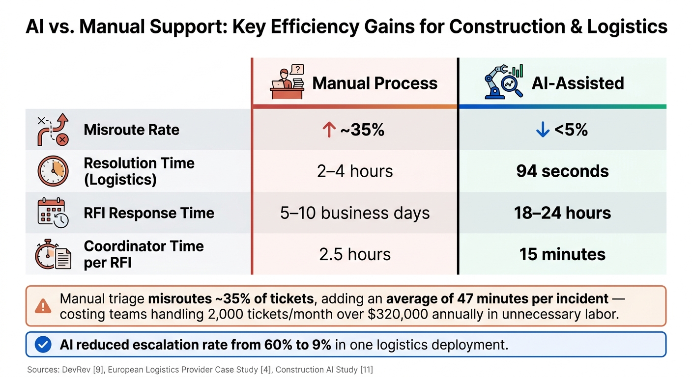 AI vs. Manual Support: Key Efficiency Gains for Construction & Logistics