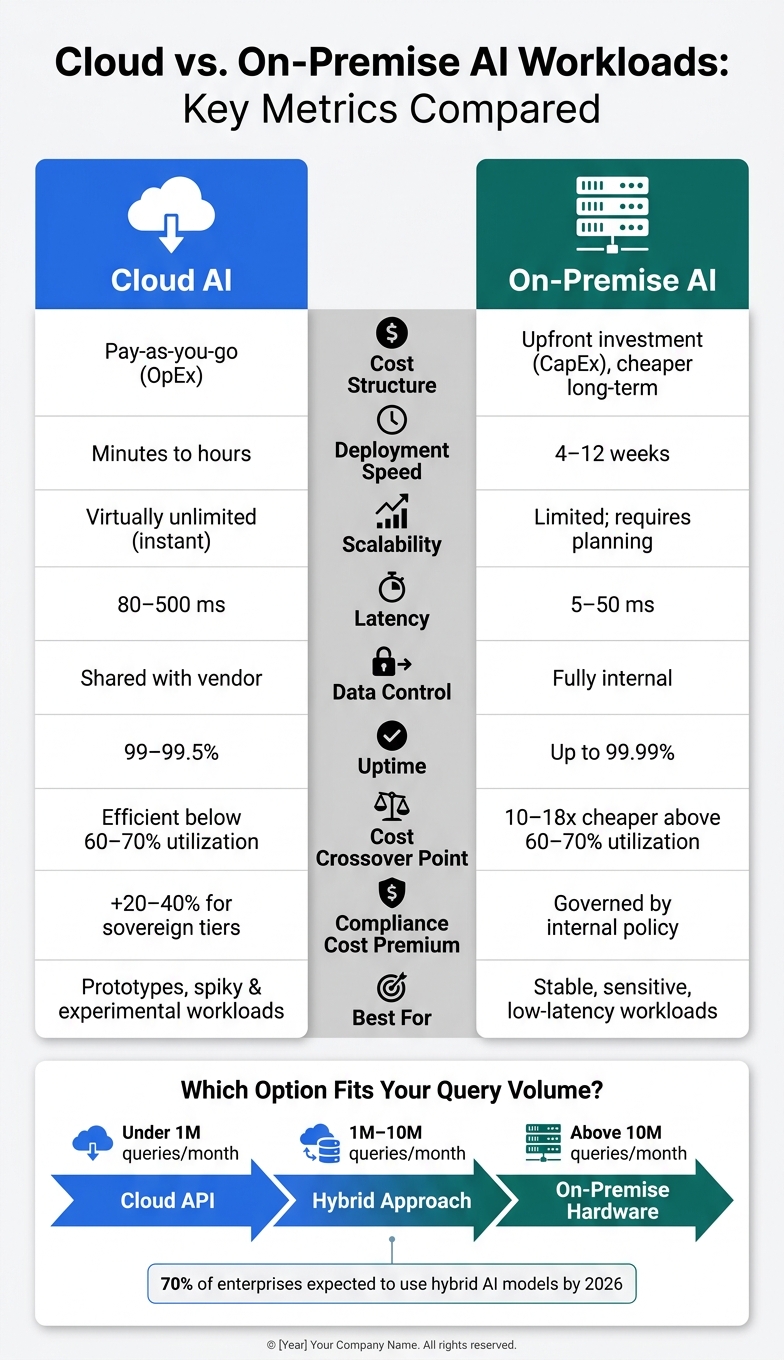 Cloud vs. On-Premise AI: Key Metrics Compared (2026)
