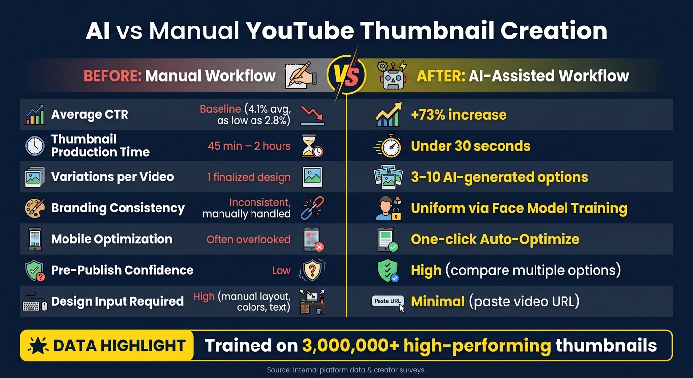 AI vs Manual YouTube Thumbnail Creation: Key Metrics Compared