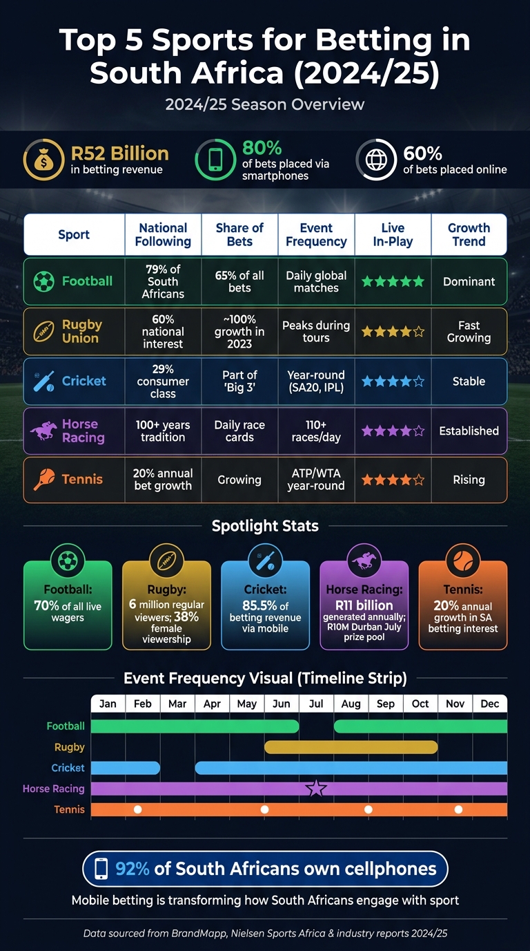 Top 5 Sports for Betting in South Africa: Key Stats & Comparison