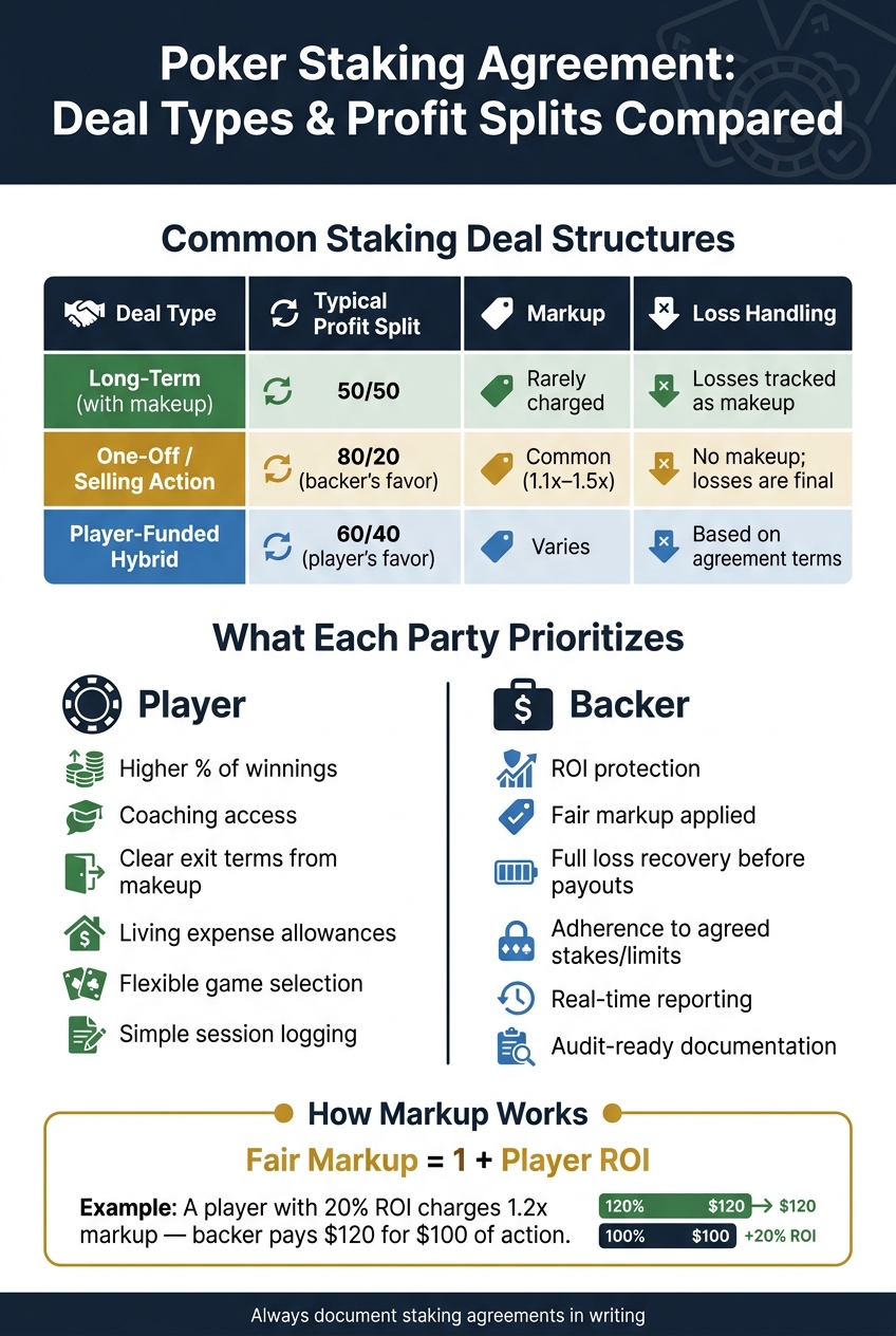 Poker Staking Agreement: Player vs. Backer Priorities & Deal Types