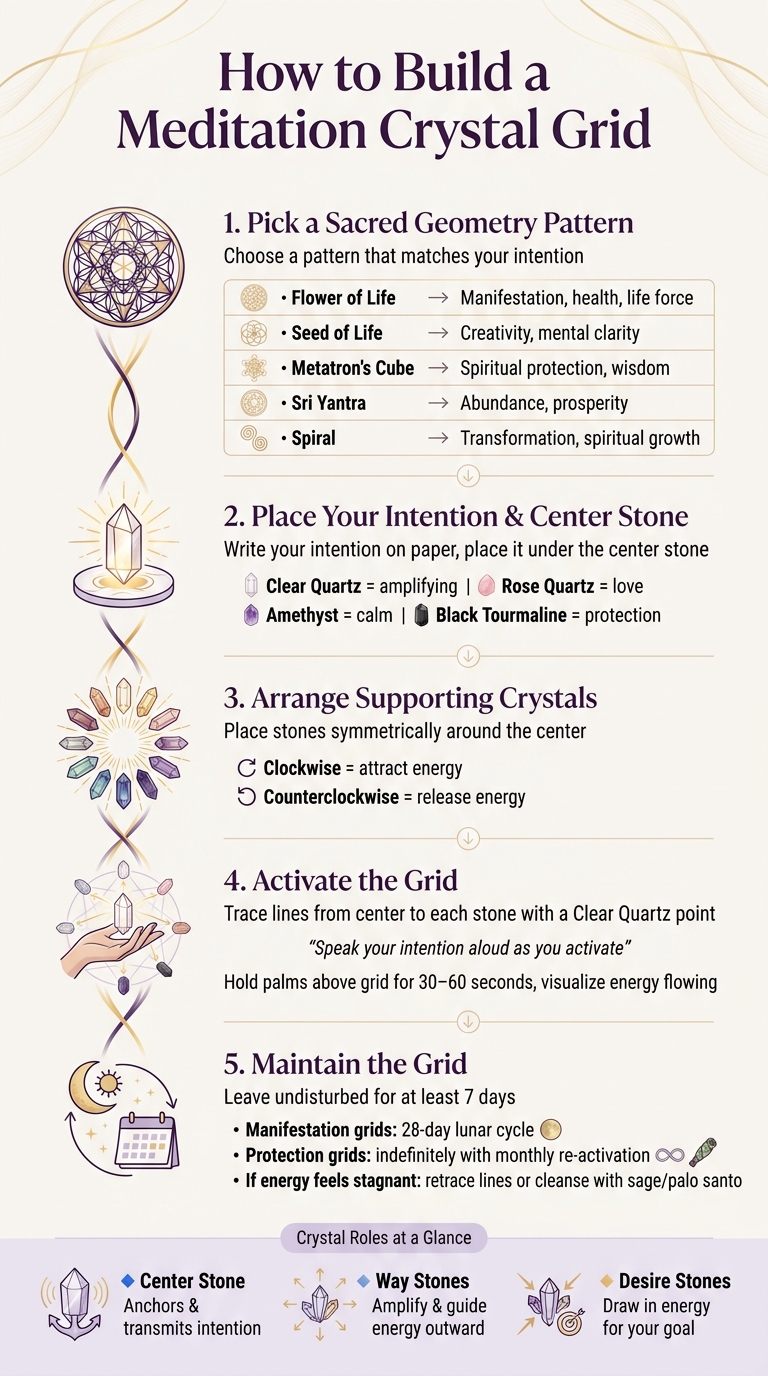 How to Build a Meditation Crystal Grid: Step-by-Step Guide