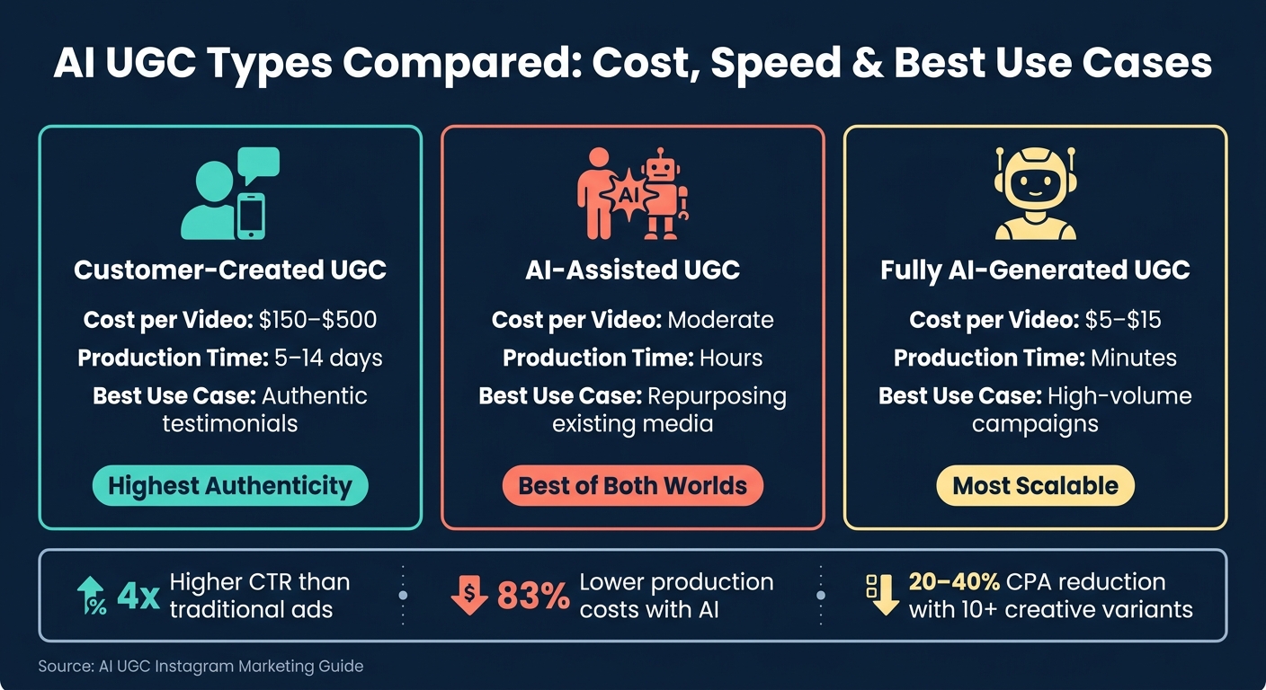 AI UGC Types Compared: Cost, Speed & Best Use Cases
