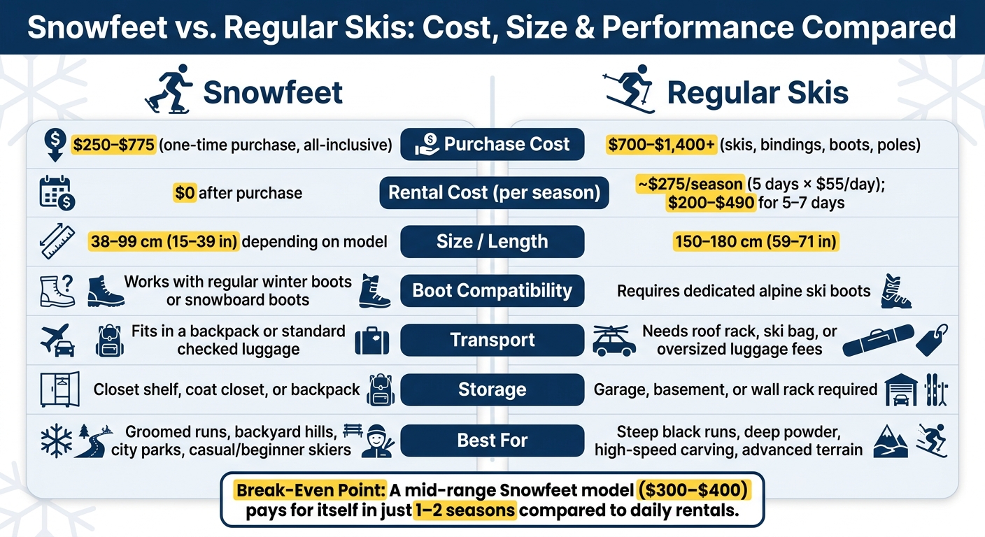 Snowfeet vs. Regular Skis: Cost, Size & Performance Compared