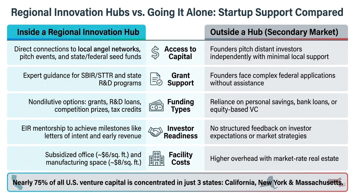 Regional Innovation Hubs vs. Going It Alone: Startup Support Compared