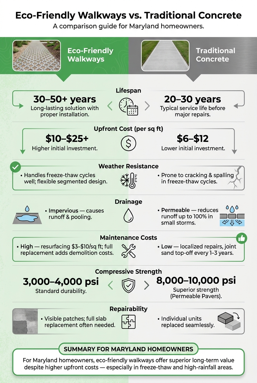 Eco-Friendly Walkways vs. Concrete: Lifespan, Cost & Performance Compared