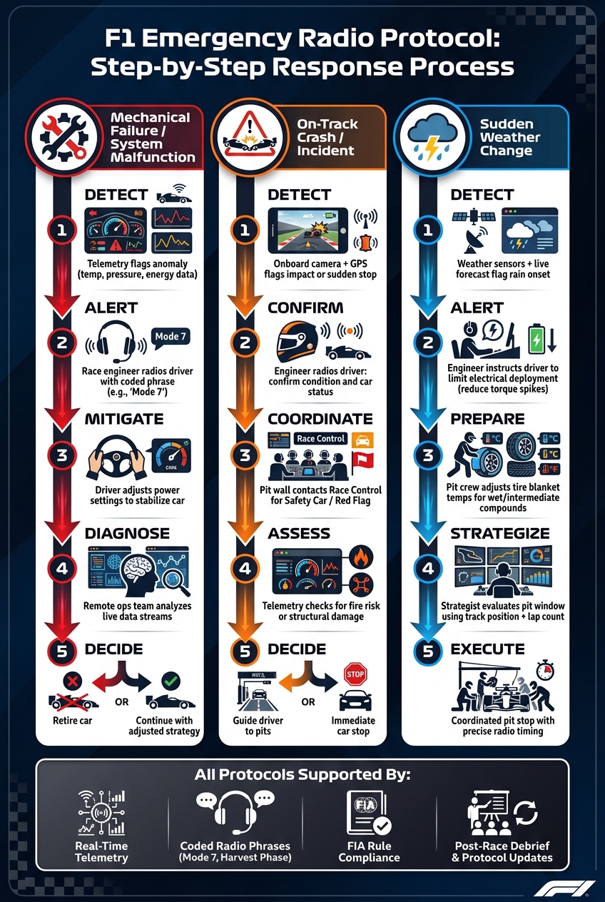 F1 Emergency Radio Protocol: Step-by-Step Response Process