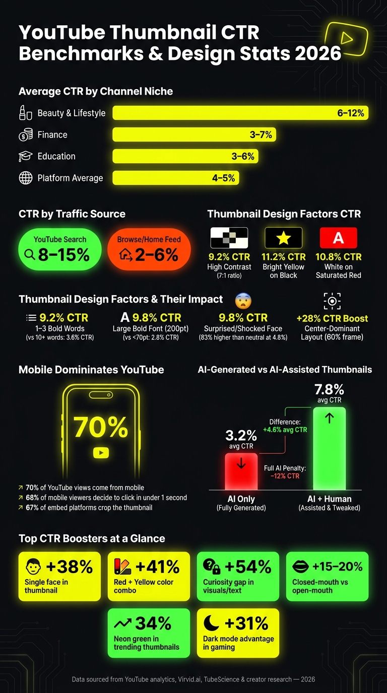 YouTube Thumbnail CTR Benchmarks & Design Stats 2026