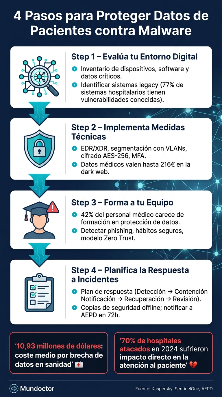 4 Pasos para Proteger Datos de Pacientes contra Malware